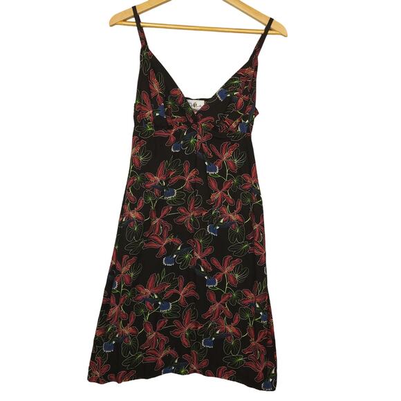 Guy Harvey Women's Thin Strap Sundress Hummingbird Tropical Print XS Black Pink - Picture 2 of 6